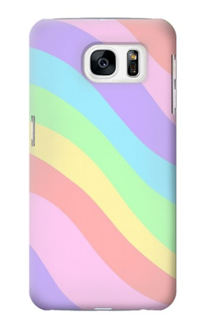 W3810 Pastel Unicorn Summer Wave Hülle Schutzhülle Taschen und Leder Flip für Samsung Galaxy S7