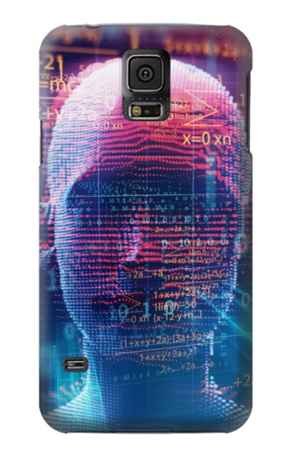 W3800 Digital Human Face Hülle Schutzhülle Taschen und Leder Flip für Samsung Galaxy S5
