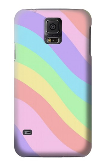 W3810 Pastel Unicorn Summer Wave Hülle Schutzhülle Taschen und Leder Flip für Samsung Galaxy S5