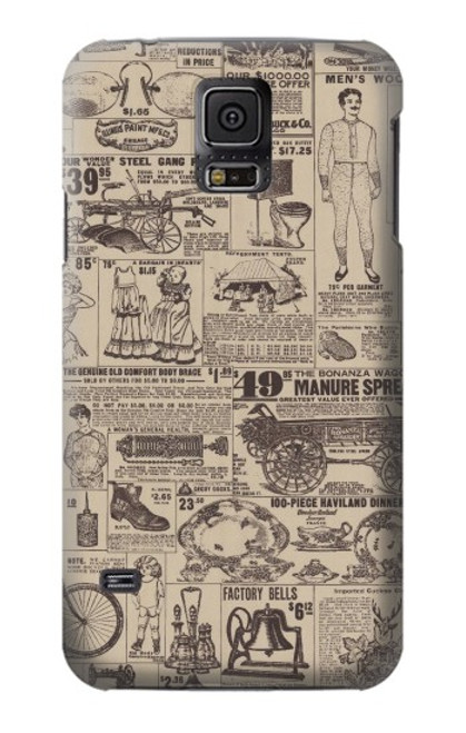 W3819 Retro Vintage Paper Hülle Schutzhülle Taschen und Leder Flip für Samsung Galaxy S5