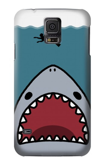 W3825 Cartoon Shark Sea Diving Hülle Schutzhülle Taschen und Leder Flip für Samsung Galaxy S5