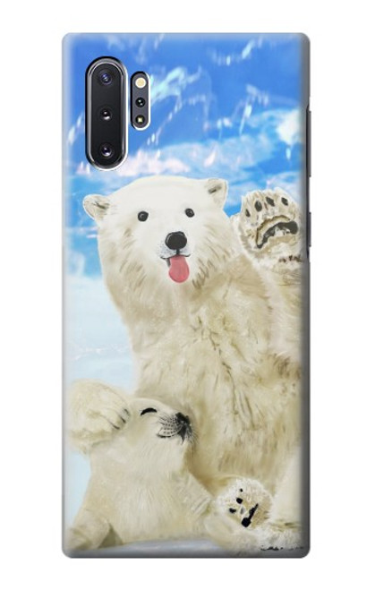 W3794 Arctic Polar Bear in Love with Seal Paint Hülle Schutzhülle Taschen und Leder Flip für Samsung Galaxy Note 10 Plus