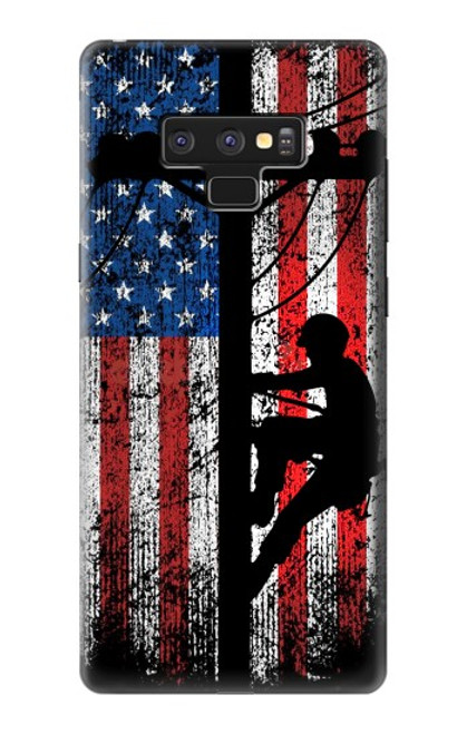 W3803 Electrician Lineman American Flag Hülle Schutzhülle Taschen und Leder Flip für Note 9 Samsung Galaxy Note9