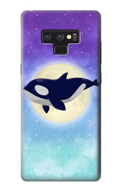 W3807 Killer Whale Orca Moon Pastel Fantasy Hülle Schutzhülle Taschen und Leder Flip für Note 9 Samsung Galaxy Note9