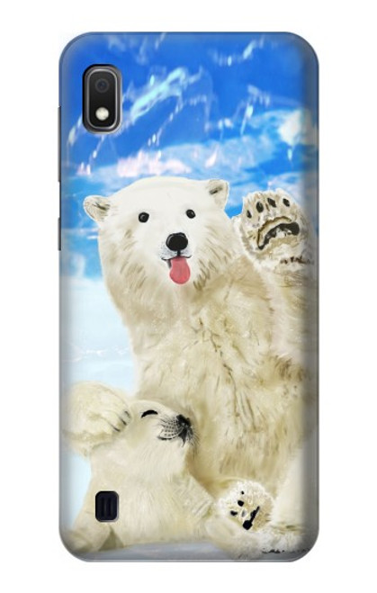 W3794 Arctic Polar Bear in Love with Seal Paint Hülle Schutzhülle Taschen und Leder Flip für Samsung Galaxy A10
