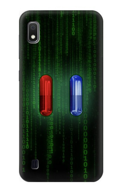 W3816 Red Pill Blue Pill Capsule Hülle Schutzhülle Taschen und Leder Flip für Samsung Galaxy A10