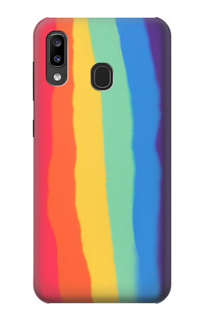 W3799 Cute Vertical Watercolor Rainbow Hülle Schutzhülle Taschen und Leder Flip für Samsung Galaxy A20, Galaxy A30