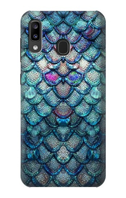 W3809 Mermaid Fish Scale Hülle Schutzhülle Taschen und Leder Flip für Samsung Galaxy A20, Galaxy A30