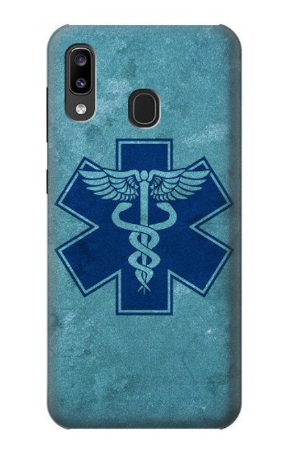 W3824 Caduceus Medical Symbol Hülle Schutzhülle Taschen und Leder Flip für Samsung Galaxy A20, Galaxy A30