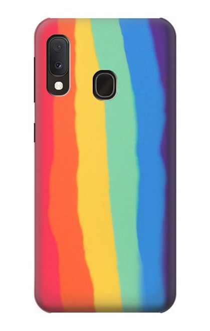 W3799 Cute Vertical Watercolor Rainbow Hülle Schutzhülle Taschen und Leder Flip für Samsung Galaxy A20e