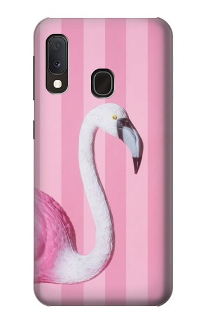 W3805 Flamingo Pink Pastel Hülle Schutzhülle Taschen und Leder Flip für Samsung Galaxy A20e