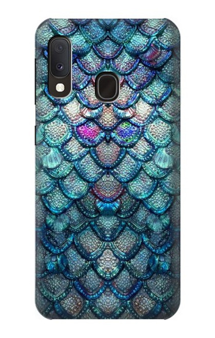 W3809 Mermaid Fish Scale Hülle Schutzhülle Taschen und Leder Flip für Samsung Galaxy A20e