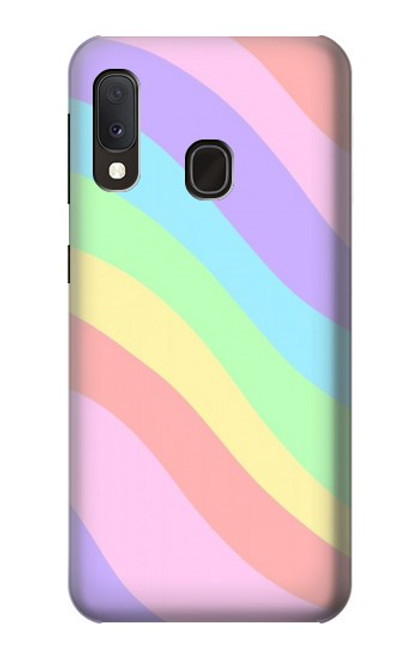 W3810 Pastel Unicorn Summer Wave Hülle Schutzhülle Taschen und Leder Flip für Samsung Galaxy A20e