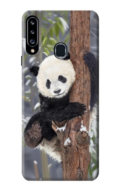 W3793 Cute Baby Panda Snow Painting Hülle Schutzhülle Taschen und Leder Flip für Samsung Galaxy A20s