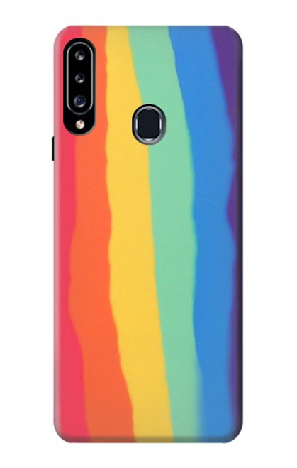 W3799 Cute Vertical Watercolor Rainbow Hülle Schutzhülle Taschen und Leder Flip für Samsung Galaxy A20s