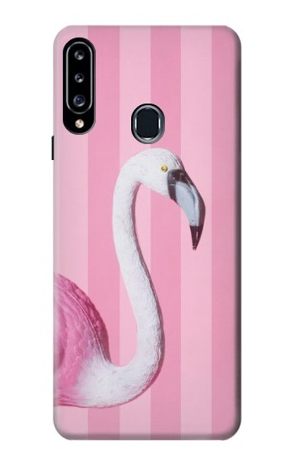 W3805 Flamingo Pink Pastel Hülle Schutzhülle Taschen und Leder Flip für Samsung Galaxy A20s