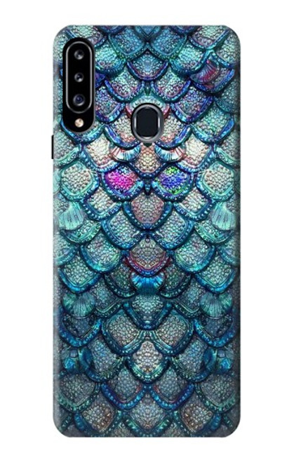 W3809 Mermaid Fish Scale Hülle Schutzhülle Taschen und Leder Flip für Samsung Galaxy A20s