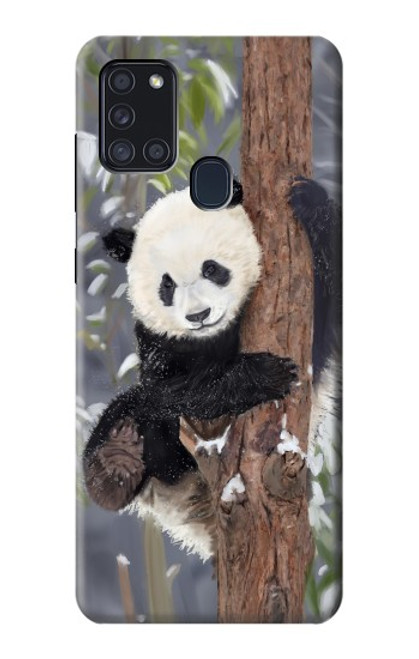 W3793 Cute Baby Panda Snow Painting Hülle Schutzhülle Taschen und Leder Flip für Samsung Galaxy A21s