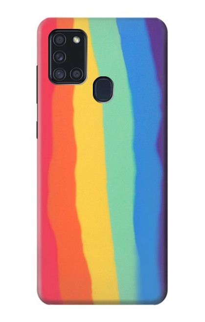 W3799 Cute Vertical Watercolor Rainbow Hülle Schutzhülle Taschen und Leder Flip für Samsung Galaxy A21s