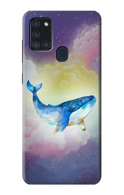 W3802 Dream Whale Pastel Fantasy Hülle Schutzhülle Taschen und Leder Flip für Samsung Galaxy A21s