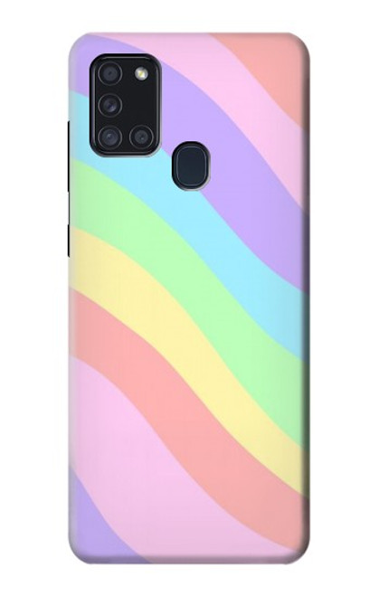 W3810 Pastel Unicorn Summer Wave Hülle Schutzhülle Taschen und Leder Flip für Samsung Galaxy A21s