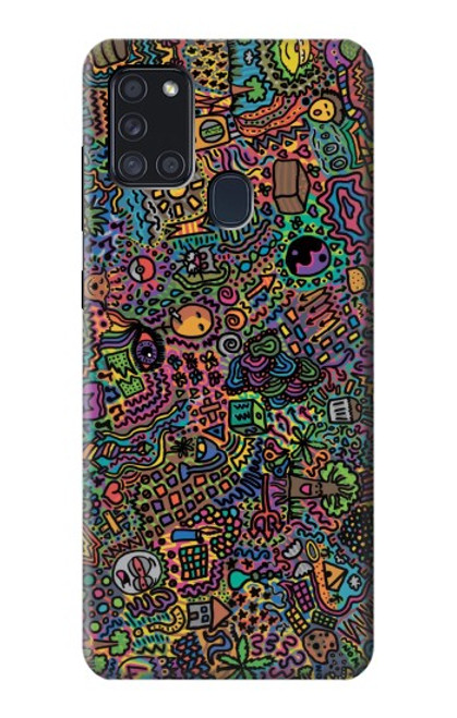 W3815 Psychedelic Art Hülle Schutzhülle Taschen und Leder Flip für Samsung Galaxy A21s