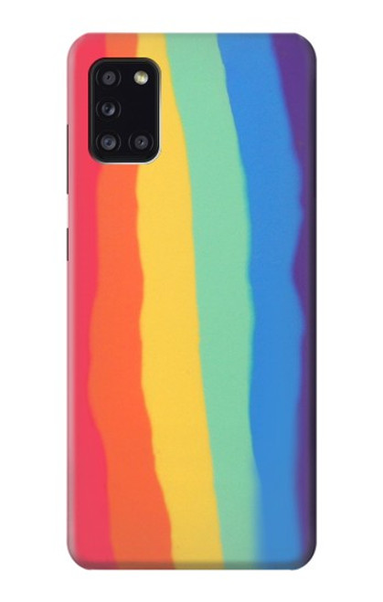 W3799 Cute Vertical Watercolor Rainbow Hülle Schutzhülle Taschen und Leder Flip für Samsung Galaxy A31