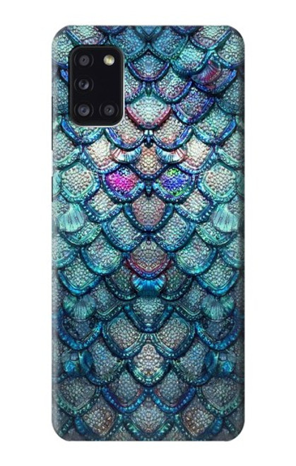 W3809 Mermaid Fish Scale Hülle Schutzhülle Taschen und Leder Flip für Samsung Galaxy A31