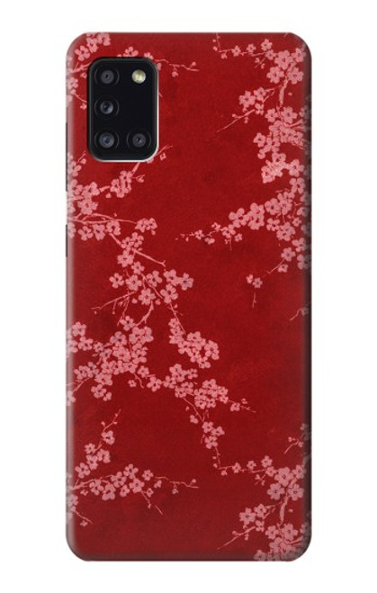 W3817 Red Floral Cherry blossom Pattern Hülle Schutzhülle Taschen und Leder Flip für Samsung Galaxy A31