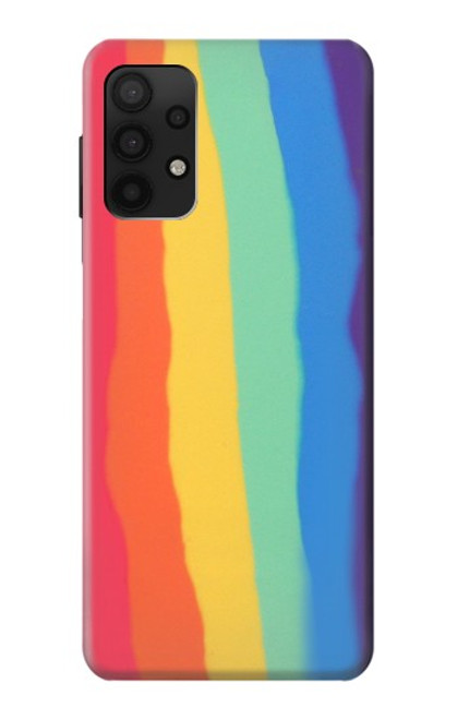 W3799 Cute Vertical Watercolor Rainbow Hülle Schutzhülle Taschen und Leder Flip für Samsung Galaxy A32 4G