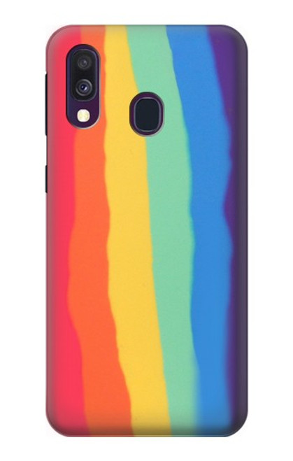 W3799 Cute Vertical Watercolor Rainbow Hülle Schutzhülle Taschen und Leder Flip für Samsung Galaxy A40