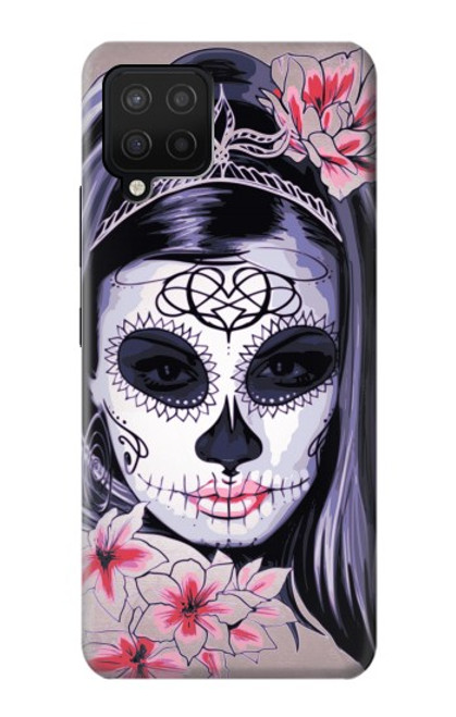 W3821 Sugar Skull Steam Punk Girl Gothic Hülle Schutzhülle Taschen und Leder Flip für Samsung Galaxy A42 5G