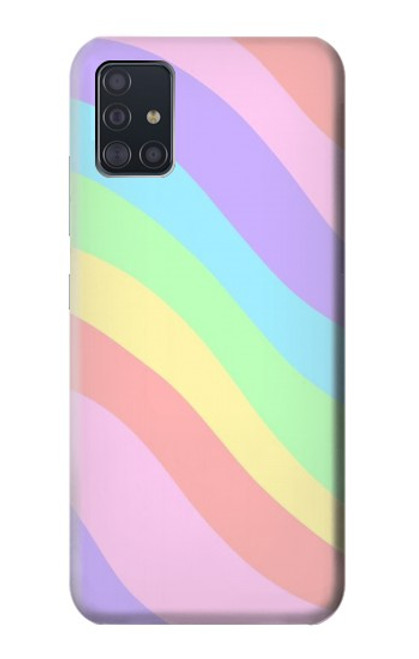 W3810 Pastel Unicorn Summer Wave Hülle Schutzhülle Taschen und Leder Flip für Samsung Galaxy A51 5G