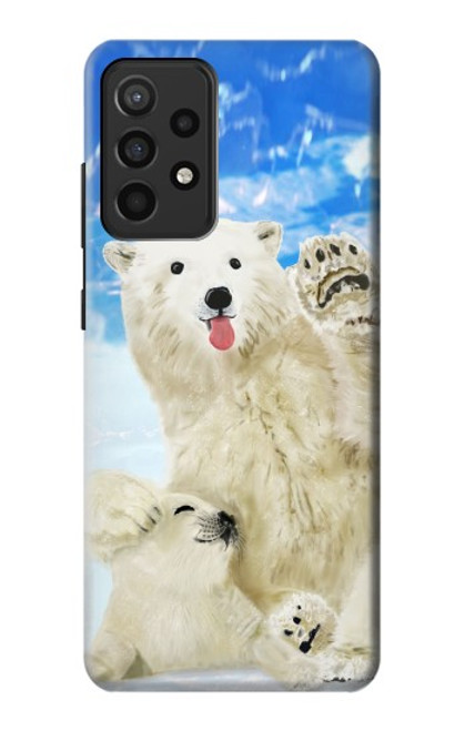 W3794 Arctic Polar Bear in Love with Seal Paint Hülle Schutzhülle Taschen und Leder Flip für Samsung Galaxy A52, Galaxy A52 5G