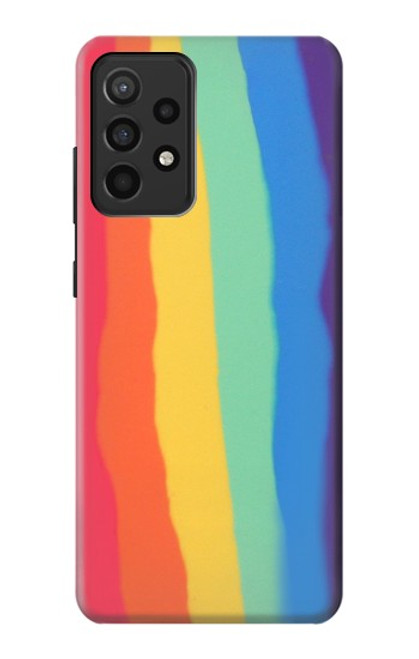 W3799 Cute Vertical Watercolor Rainbow Hülle Schutzhülle Taschen und Leder Flip für Samsung Galaxy A52, Galaxy A52 5G
