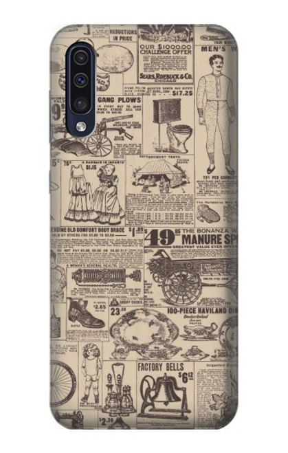 W3819 Retro Vintage Paper Hülle Schutzhülle Taschen und Leder Flip für Samsung Galaxy A70