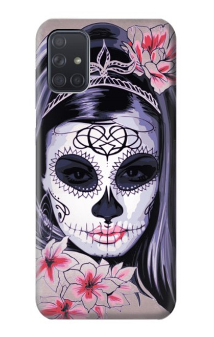 W3821 Sugar Skull Steam Punk Girl Gothic Hülle Schutzhülle Taschen und Leder Flip für Samsung Galaxy A71 5G
