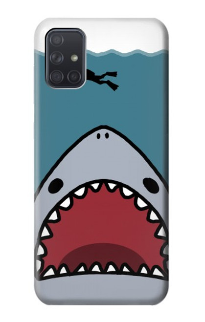 W3825 Cartoon Shark Sea Diving Hülle Schutzhülle Taschen und Leder Flip für Samsung Galaxy A71 5G