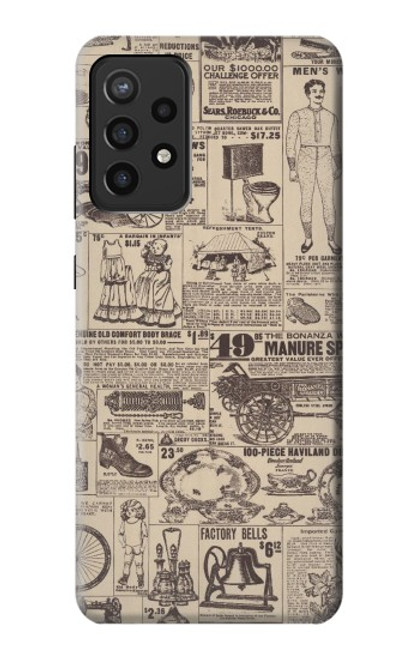 W3819 Retro Vintage Paper Hülle Schutzhülle Taschen und Leder Flip für Samsung Galaxy A72, Galaxy A72 5G