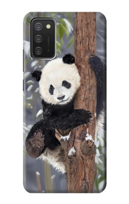 W3793 Cute Baby Panda Snow Painting Hülle Schutzhülle Taschen und Leder Flip für Samsung Galaxy A03S