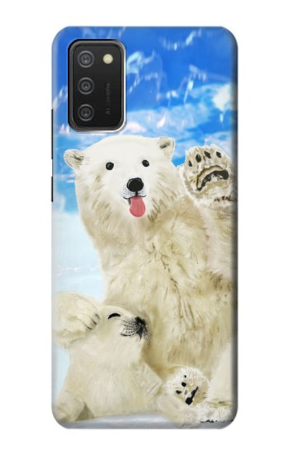 W3794 Arctic Polar Bear in Love with Seal Paint Hülle Schutzhülle Taschen und Leder Flip für Samsung Galaxy A03S