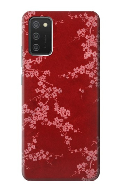 W3817 Red Floral Cherry blossom Pattern Hülle Schutzhülle Taschen und Leder Flip für Samsung Galaxy A03S