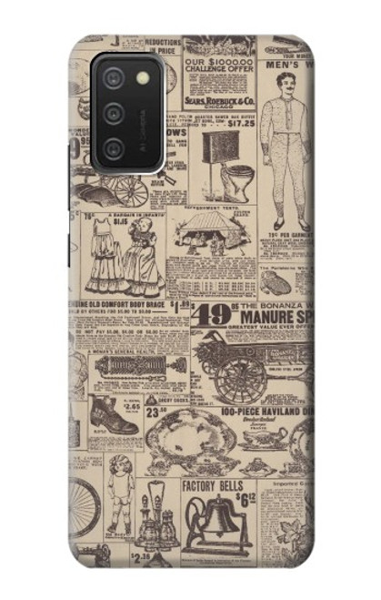 W3819 Retro Vintage Paper Hülle Schutzhülle Taschen und Leder Flip für Samsung Galaxy A03S