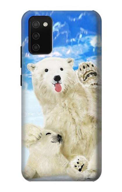 W3794 Arctic Polar Bear in Love with Seal Paint Hülle Schutzhülle Taschen und Leder Flip für Samsung Galaxy A02s, Galaxy M02s