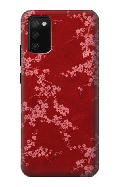W3817 Red Floral Cherry blossom Pattern Hülle Schutzhülle Taschen und Leder Flip für Samsung Galaxy A02s, Galaxy M02s