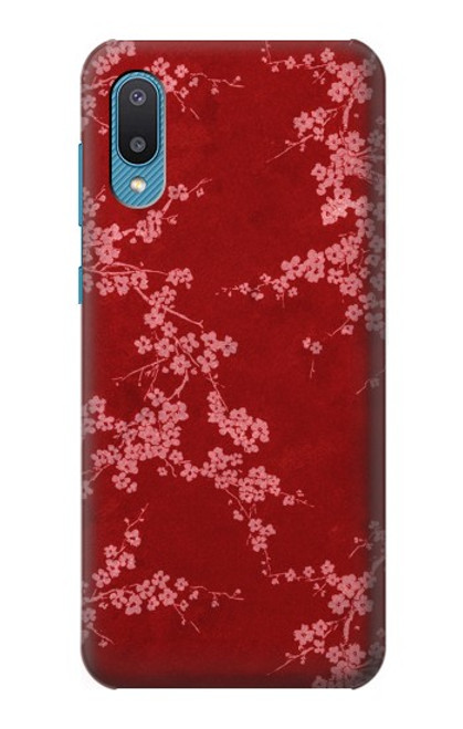 W3817 Red Floral Cherry blossom Pattern Hülle Schutzhülle Taschen und Leder Flip für Samsung Galaxy A04, Galaxy A02, M02