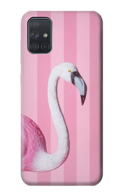 W3805 Flamingo Pink Pastel Hülle Schutzhülle Taschen und Leder Flip für Samsung Galaxy A71