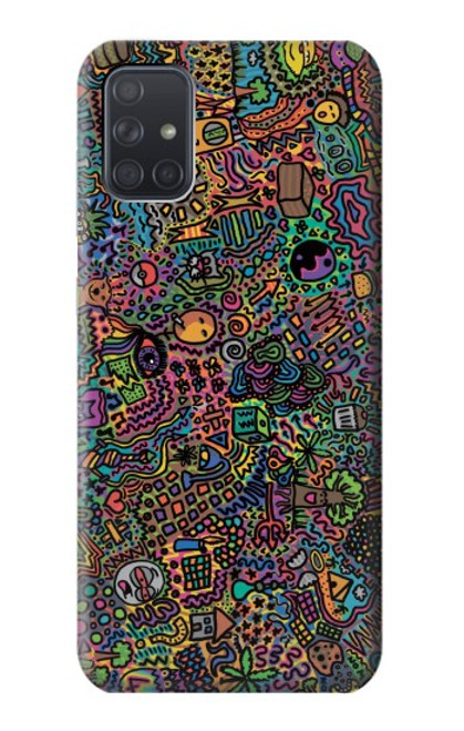 W3815 Psychedelic Art Hülle Schutzhülle Taschen und Leder Flip für Samsung Galaxy A71