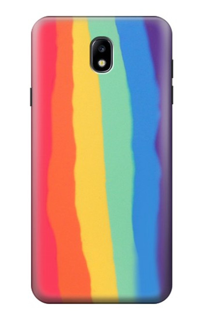 W3799 Cute Vertical Watercolor Rainbow Hülle Schutzhülle Taschen und Leder Flip für Samsung Galaxy J7 (2018), J7 Aero, J7 Top, J7 Aura, J7 Crown, J7 Refine, J7 Eon, J7 V 2nd Gen, J7 Star