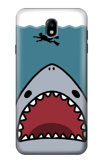 W3825 Cartoon Shark Sea Diving Hülle Schutzhülle Taschen und Leder Flip für Samsung Galaxy J7 (2018), J7 Aero, J7 Top, J7 Aura, J7 Crown, J7 Refine, J7 Eon, J7 V 2nd Gen, J7 Star